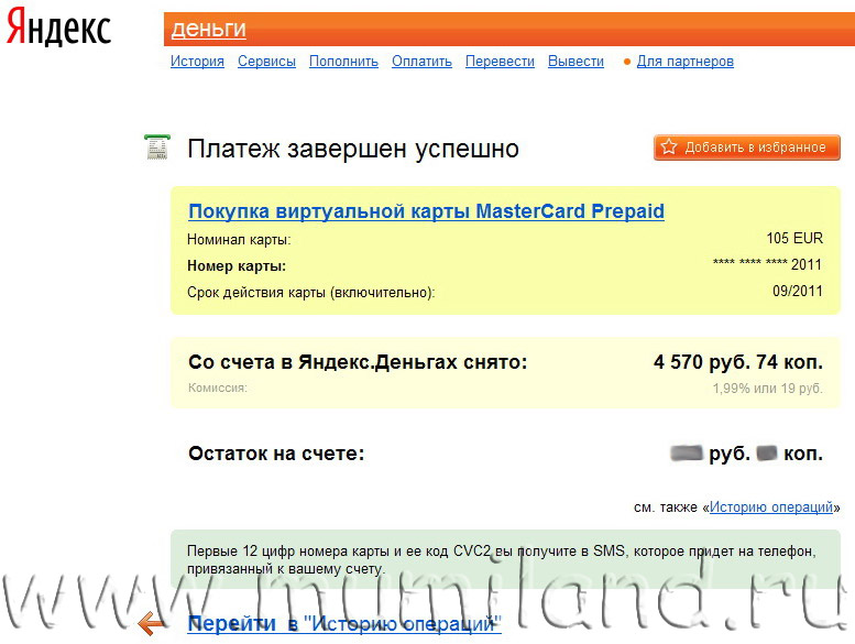 Создаем виртуальную карту MasterCard Prepaid в Яндекс.Деньги, шаг 12