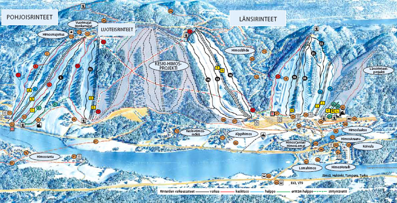Схема трасс горнолыжного курорта Himos (Химос)