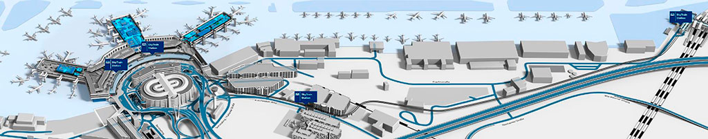 Схема движения SkyTrain в аэропорту Дюссельдорфа