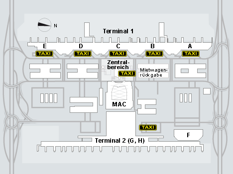 Схема стоянок такси в аэропорту Мюнхена