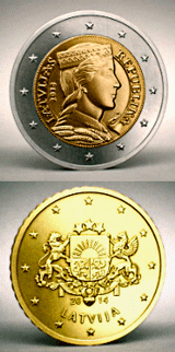 Оборотная сторона монеты в 2 евро