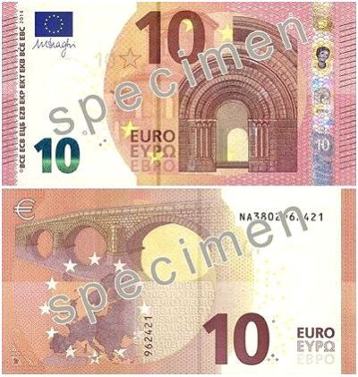 Внешний вид новой купюры 10 евро