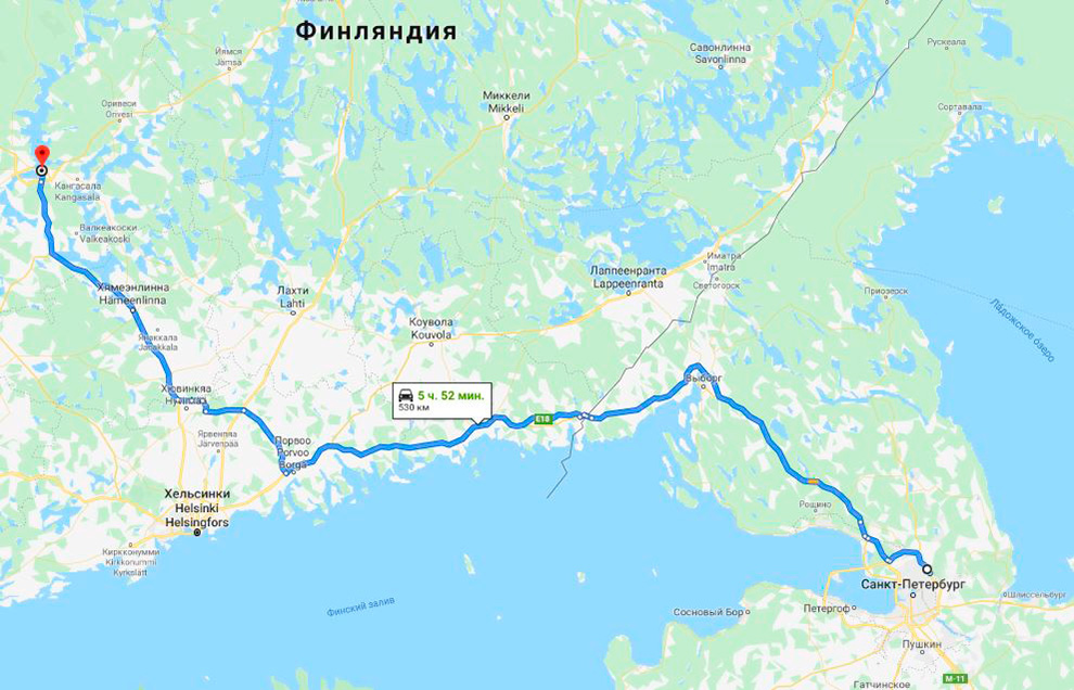 Построение маршрута Санкт-Петербург - Тампере
